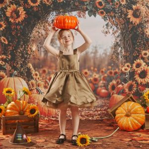 Kate Automne Tournesol Citrouille Arche Toile de fond+Tournesols Chemin Sol Toile de fond