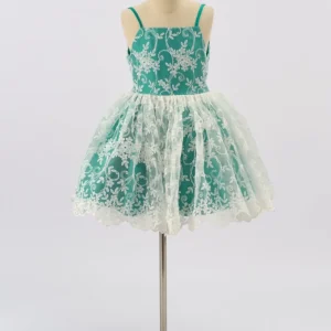 Kate Vert Bretelles spaghetti Tulle brodé Robe Enfant Pour la Photographie