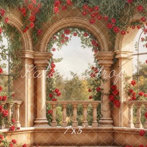 Kate Architecture Balcon Roses Romantique Toile de fond conçue par Emetselch