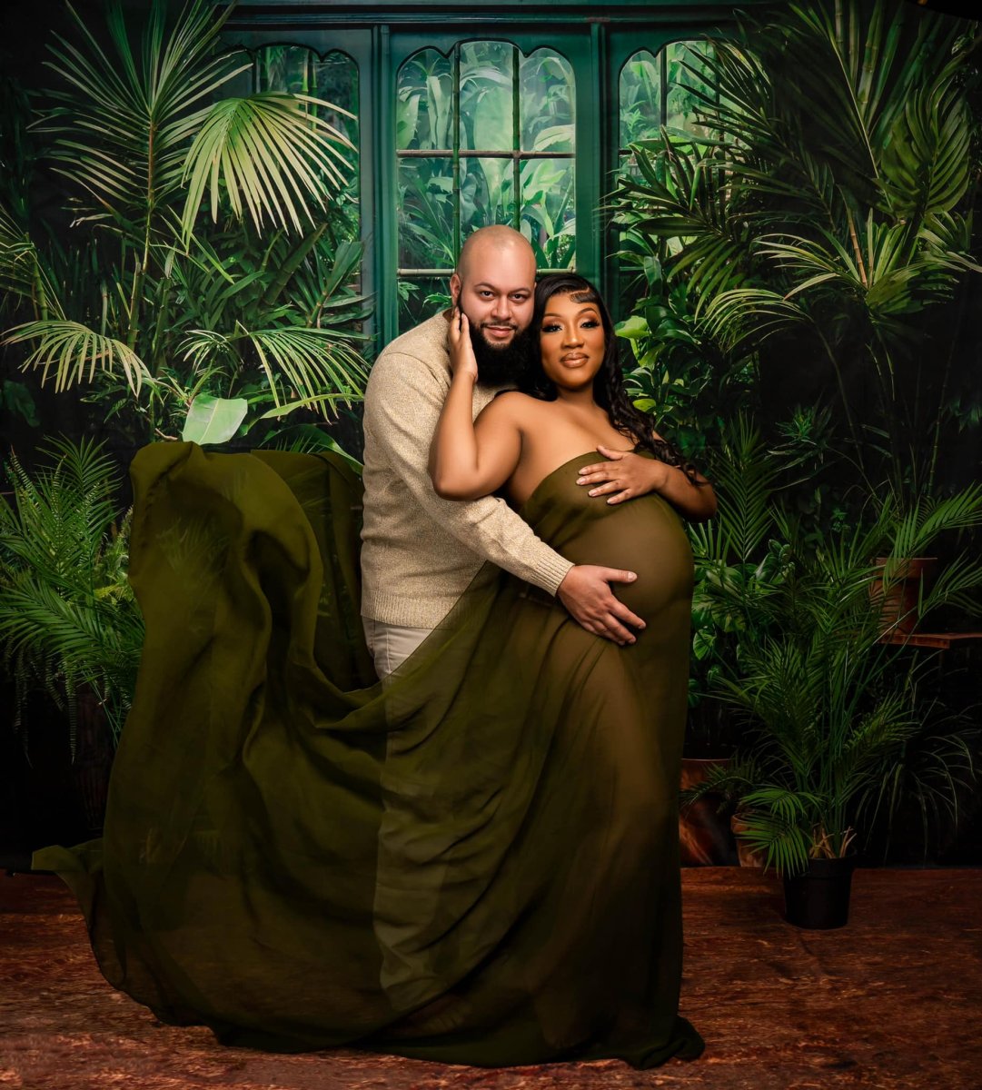 Kate Printemps/Été Vert Plantes Porte Toile de fond+Sol Solide Toile de fond – Image 2