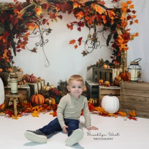 Kate Arche en bois Citrouilles Automne Érable Toile de fond conçue par Patty Roberts