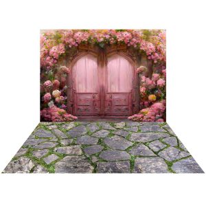 Kate Printemps Rose Porte florale Toile de fond+Pierre Tapis de sol en Caoutchouc