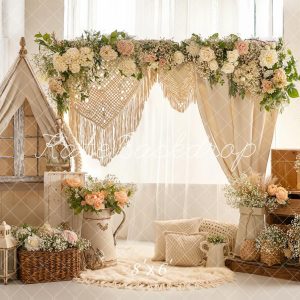 Kate Bohème Tente Fleurs Beige Toile de fond en Polar conçue par Emetselch