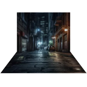 Kate Nuit Ville Toile de fond+Pluie Sol Toile de fond