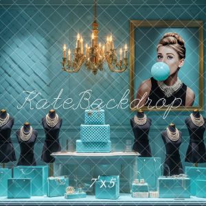 Kate Boutique Mode Bleu Bijoux Chandeliers Toile de fond conçue par Ashley Paul