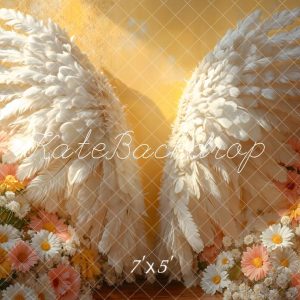 322e0c387ba93249dd84e36bf65f6bae.jpgv1756199613 Kate Nouveau-né Ailes Plumes Fleurs Jaune Toile de fond conçue par Emetselch