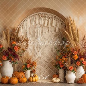 Kate Automne Fleurs Citrouilles Bohème Toile de fond en Polar conçue par Emetselch