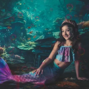 Kate Été Océan Récif Toile de fond+Sirène Océan Récif Tapis de sol en Caoutchouc