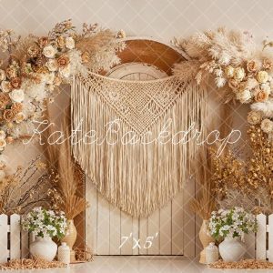 Kate Boho Arche Fleurs Séchées Macramé Toile de fond conçue par Emetselch