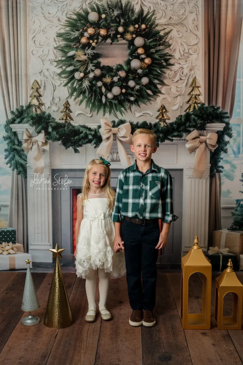 Kate Intérieur Noeuds Blanc Noël Cheminée Toile de fond conçue par Mini MakeBelieve – Image 3