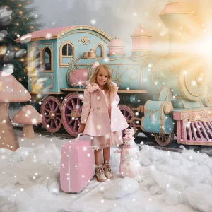 Kate Hiver Train polaire Champignon Neige Toile de fond conçu par Ashley Paul