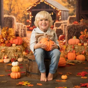 Kate Automne Feuille d'érable Grange Citrouille Toile de fond conçue par Emetselch