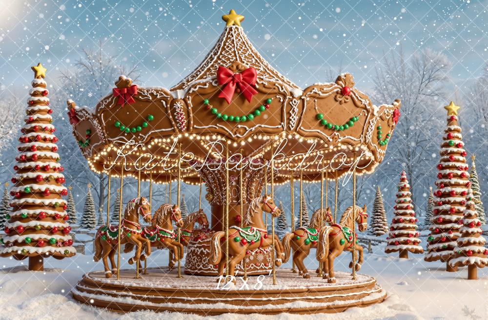 Kate Noël Carrousel Pain d’épice Neige Toile de fond en Polar conçue par Emetselch – Image 4