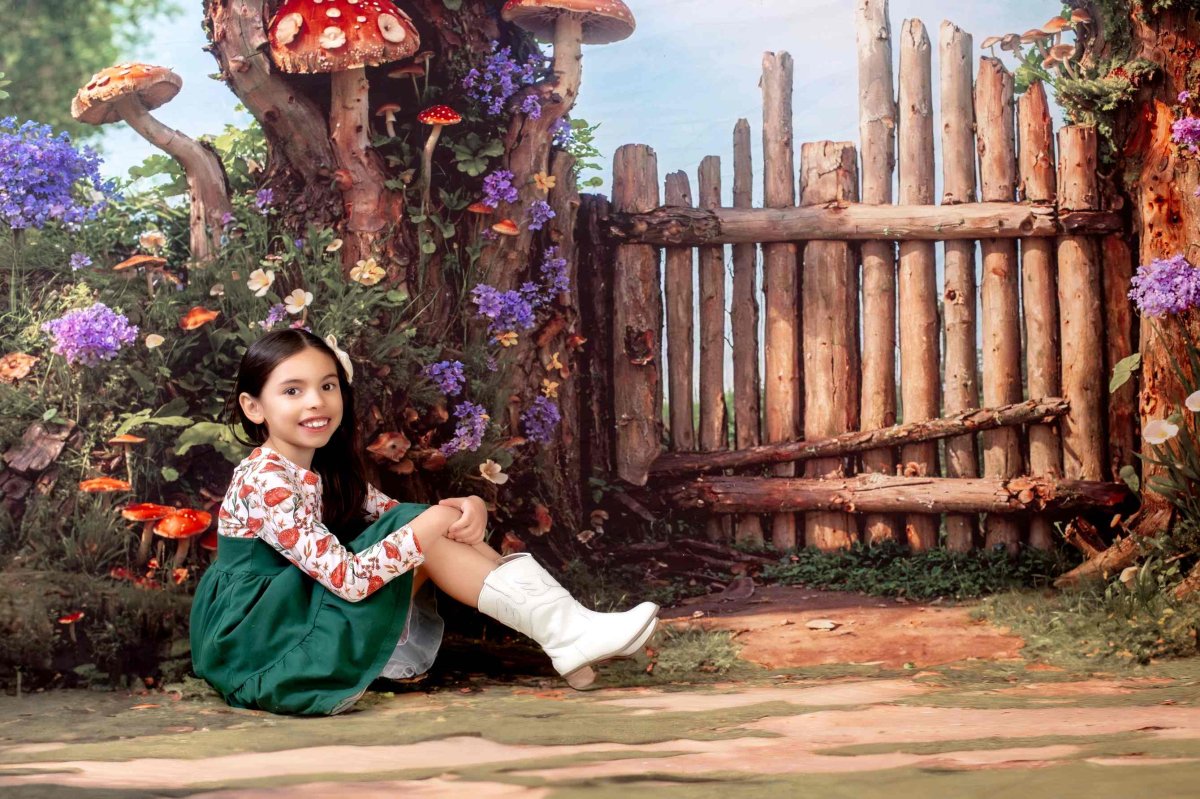 Kate Printemps Conte de fées Arche Champignon Toile de fond+Champignon Forêt Prairie Sol Toile de fond – Image 4