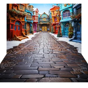 Kate Extérieur Conte de fées Chemin Neige Toile de fond+Aventure Pierre Noir Route Sol Toile de fond