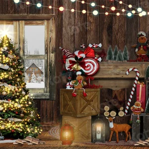 Kate Rétro Maison en bois Pain d'épice Noël Toile de fond pour la photographie