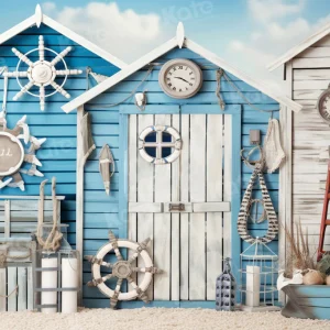 Kate Bord de mer Été Bleu Maison Toile de fond conçue par Chain Photographie