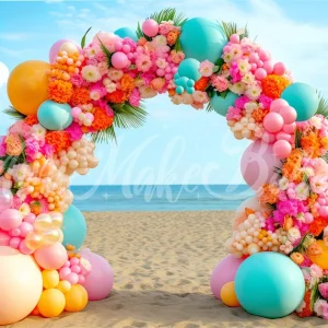 Kate Brillant Plage Arche florale Ballons Toile de fond conçue par Mini MakeBelieve