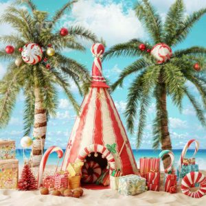 Kate Plage Tente Noël Bonbons Toile de fond conçu par Emetselch