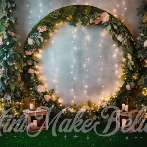 Kate Doux Floral Arc circulaire Lumières Toile de fond conçue par Mini MakeBelieve