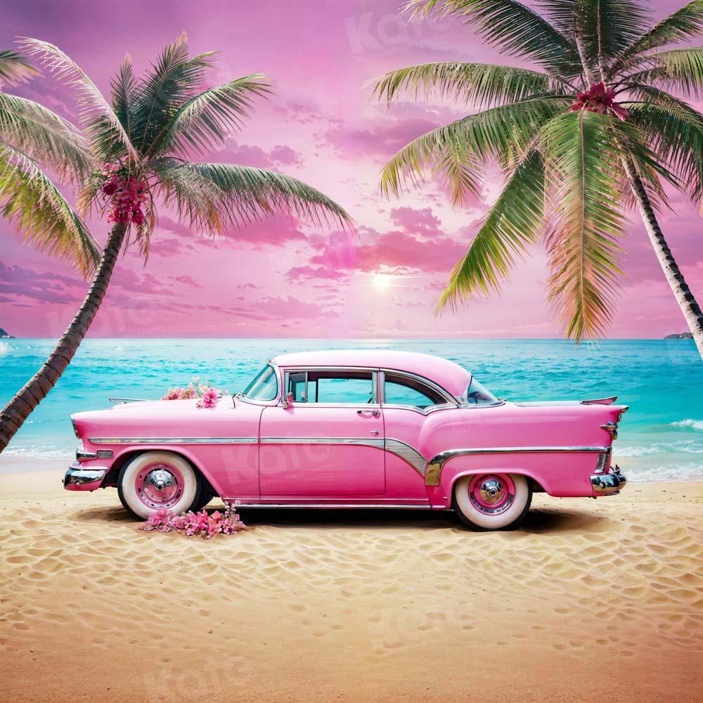 Kate Plage Voiture Rose Ciel Mer Toile de fond conçu par Emetselch – Image 2