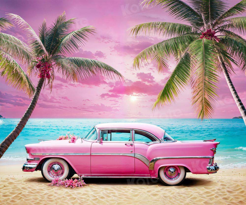 Kate Plage Voiture Rose Ciel Mer Toile de fond conçu par Emetselch – Image 3