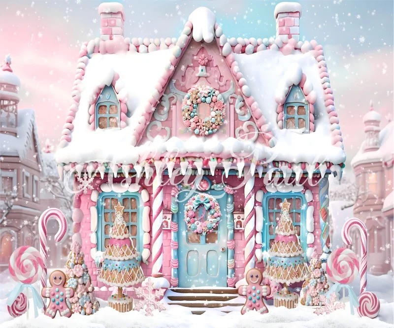 Kate Noël Rose Maison de pain d'épice Bonbons Toile de fond conçu par Ashley Paul – Image 3