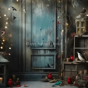 Kate Oiseau Noël Vieux mur Toile de fond Conçu par Happy Squirrel Design