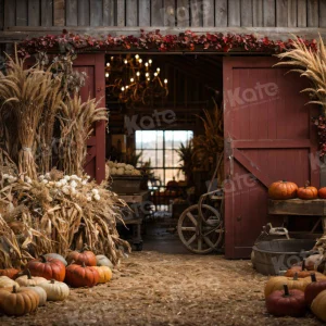 Kate Automne Grange Foins Citrouille Toile de fond pour la photographie