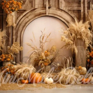 Kate Bohème Citrouilles Mur en arc Thanksgiving Toile de fond conçue par Mini MakeBelieve