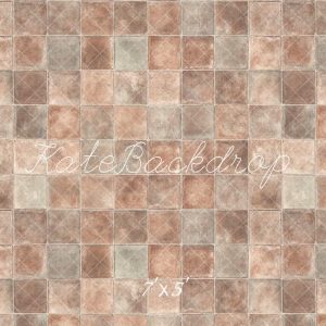 Kate Rétro Marron foncé Gris Texture à carreaux Sol Toile de fond conçue par Kate Image