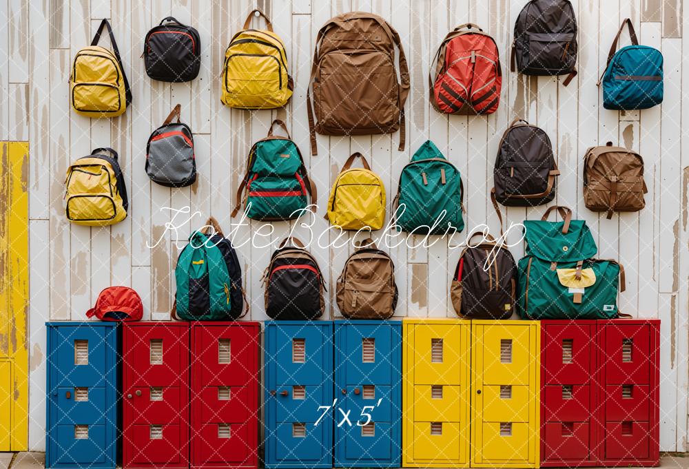 Kate Scolaire Coloré Casier Sac Mur en bois Toile de fond conçue par Emetselch