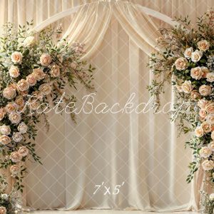 Kate Arche Floral Rideaux Blanc Mariage Toile de fond conçue par Emetselch