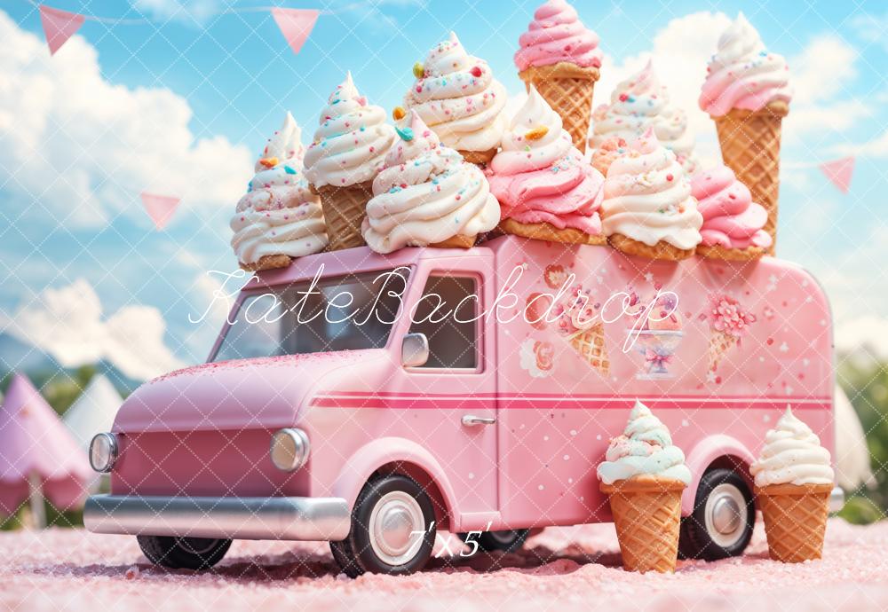 Kate Poupée Rose Camion de Crème glacée Toile de fond conçue par Emetselch