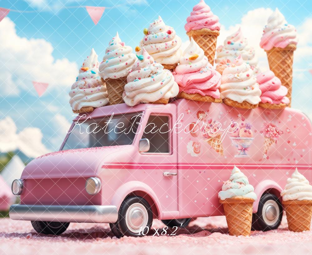 Kate Poupée Rose Camion de Crème glacée Toile de fond conçue par Emetselch – Image 4