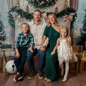 Kate Intérieur Noeuds Blanc Noël Cheminée Toile de fond conçue par Mini MakeBelieve