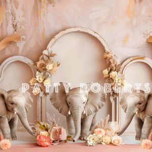 Kate Bohème Éléphants Arche Rose Toile de fond conçue par Patty Roberts