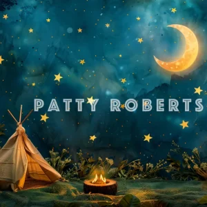 Kate Nuit Feu de camping Tente Lune Toile de fond conçue par Patty Roberts