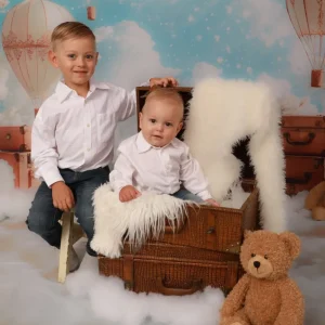 Kate Montgolfières Nuages Voyage Ciel Enfant Toile de fond+Nuages duveteux Blanc Sol Toile de fond