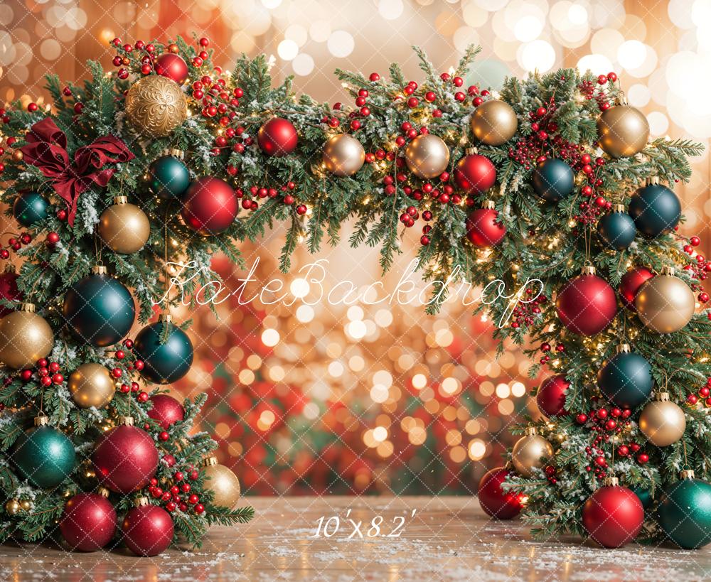 Kate Coloré Noël Ornements Arche Bokeh Toile de fond conçue par Emetselch – Image 4