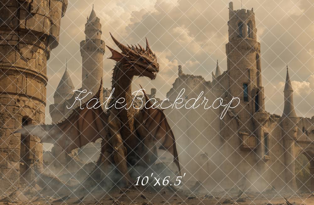 Kate Dragon Médiéval Château Fantastique Toile de fond conçue par Emetselch