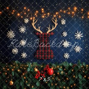 Kate Plaid Renne Noël Lumières Neige Toile de fond conçue par Patty Roberts