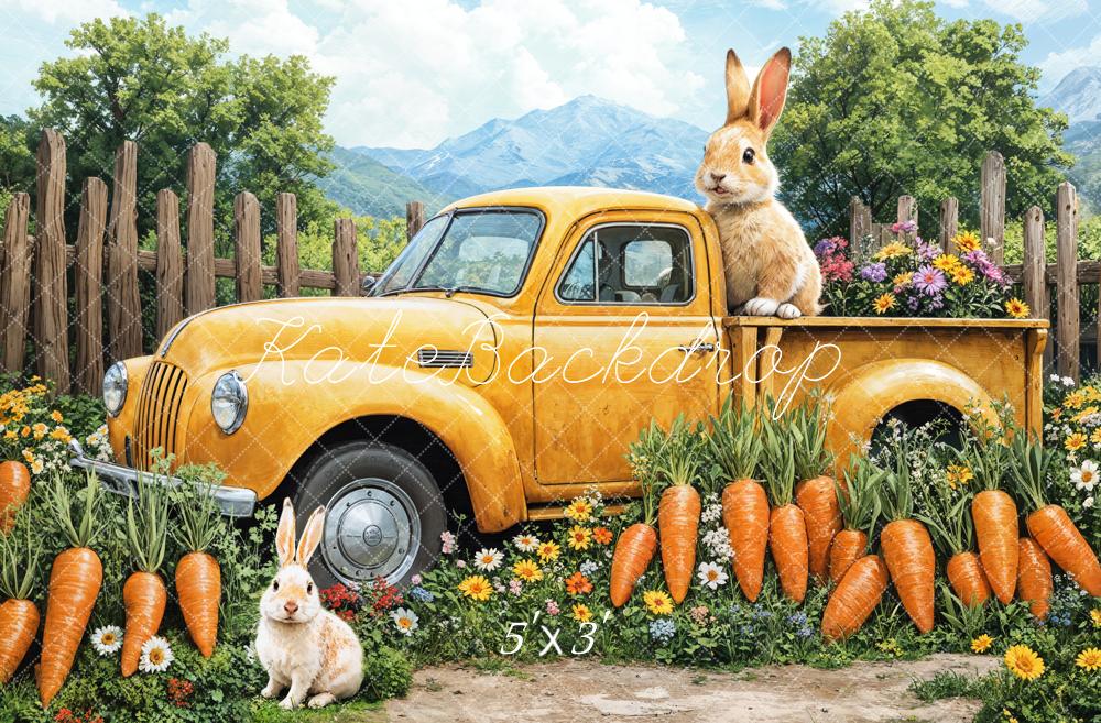 Kate Pâques Lapin Carotte Camion Jaune Toile de fond conçue par Emetselch – Image 6
