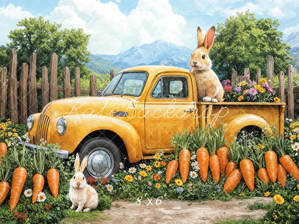Kate Pâques Lapin Carotte Camion Jaune Toile de fond conçue par Emetselch – Image 3