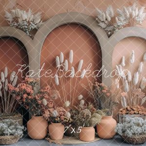 Kate Bohème Fleurs Arche Herbe de la pampa Toile de fond conçue par Mini MakeBelieve