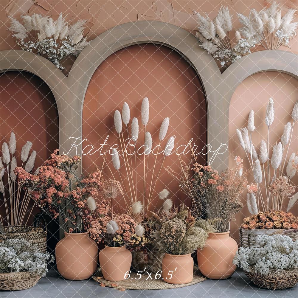 Kate Bohème Fleurs Arche Herbe de la pampa Toile de fond conçue par Mini MakeBelieve – Image 2