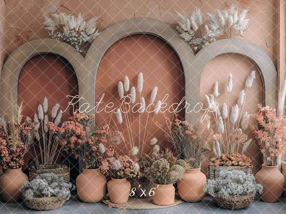 Kate Bohème Fleurs Arche Herbe de la pampa Toile de fond conçue par Mini MakeBelieve – Image 3