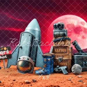 Kate Mars Fusée Astronaute Aventure Espace Toile de fond conçue par Laura Bybee