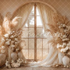 Kate Bohème Fleur Fenêtre Herbe de la Pampas Toile de fond conçue par Kate Image