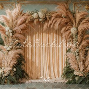 Kate Bohème Rétro Herbe de la pampa Rideaux Toile de fond conçue par Kate Image